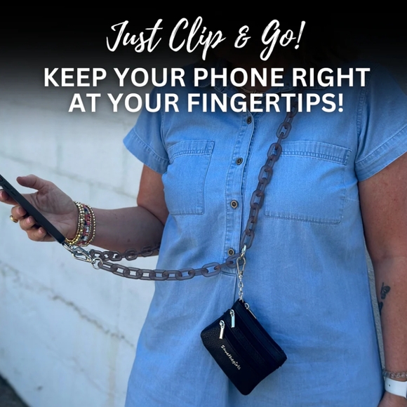 Save The Girls Black Clip And Go Ice Chain With Zippered Pouch And Phone Carrier - Picture 2 of 7